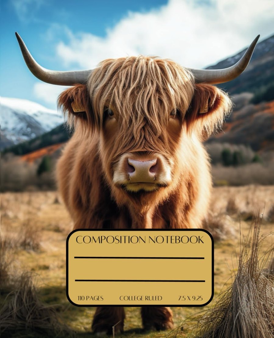Scottish Highland Cow Composition Notebook cover