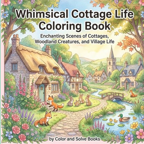 Whimsical Cottage Life Coloring Book cover
