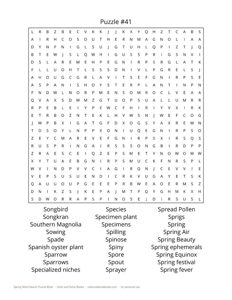 Page sample 3 from Spring Word Search Puzzle Book