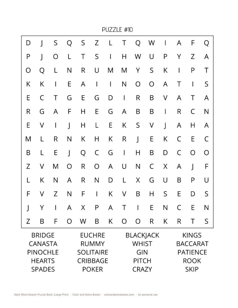 Page sample 1 from Adult Word Search Puzzle Book