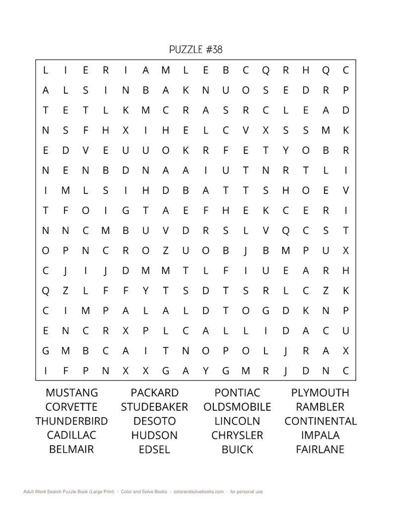 Page sample 2 from Adult Word Search Puzzle Book