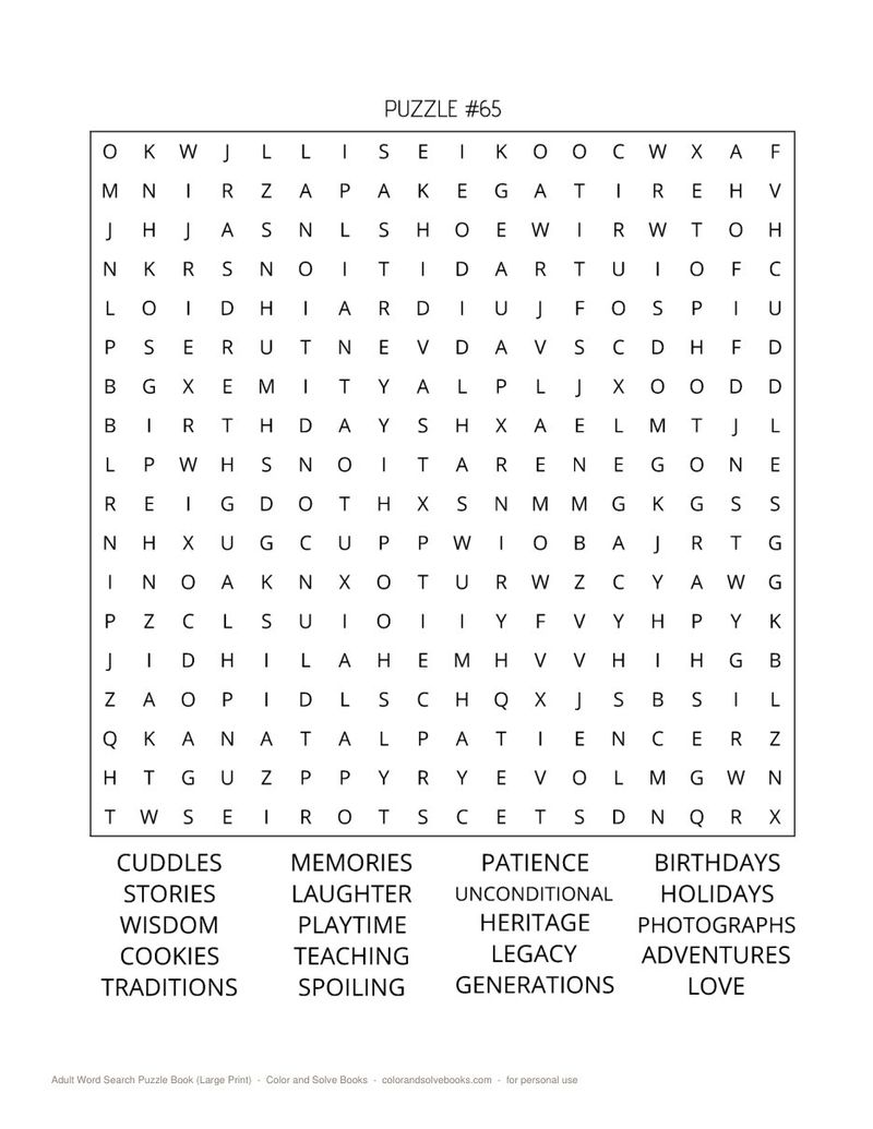 Page sample 3 from Adult Word Search Puzzle Book