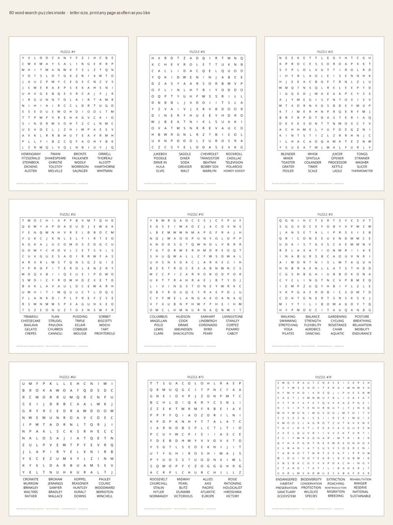 Page sample 4 from Adult Word Search Puzzle Book