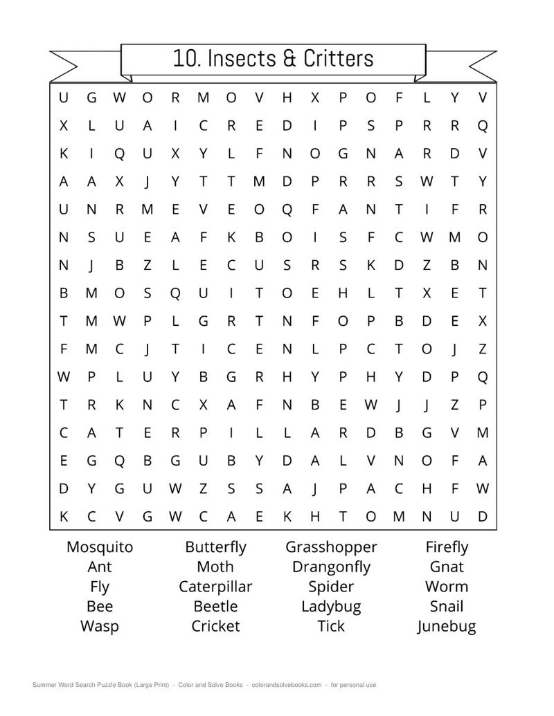 Page sample 1 from Summer Word Search Puzzle Book