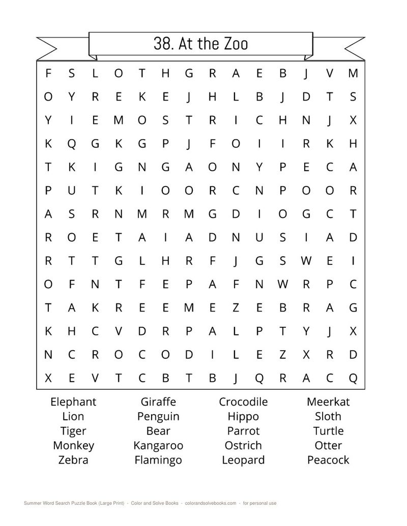 Page sample 2 from Summer Word Search Puzzle Book