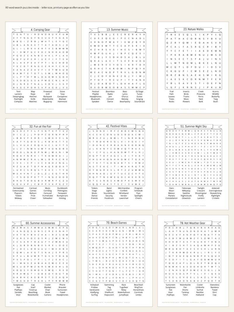 Page sample 4 from Summer Word Search Puzzle Book