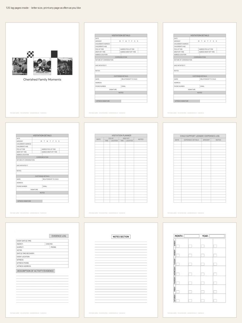 Page sample 4 from Child Custody Log Book