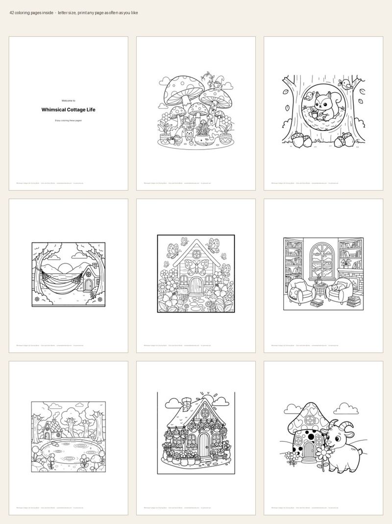 Page sample 4 from Whimsical Cottage Life Coloring Book