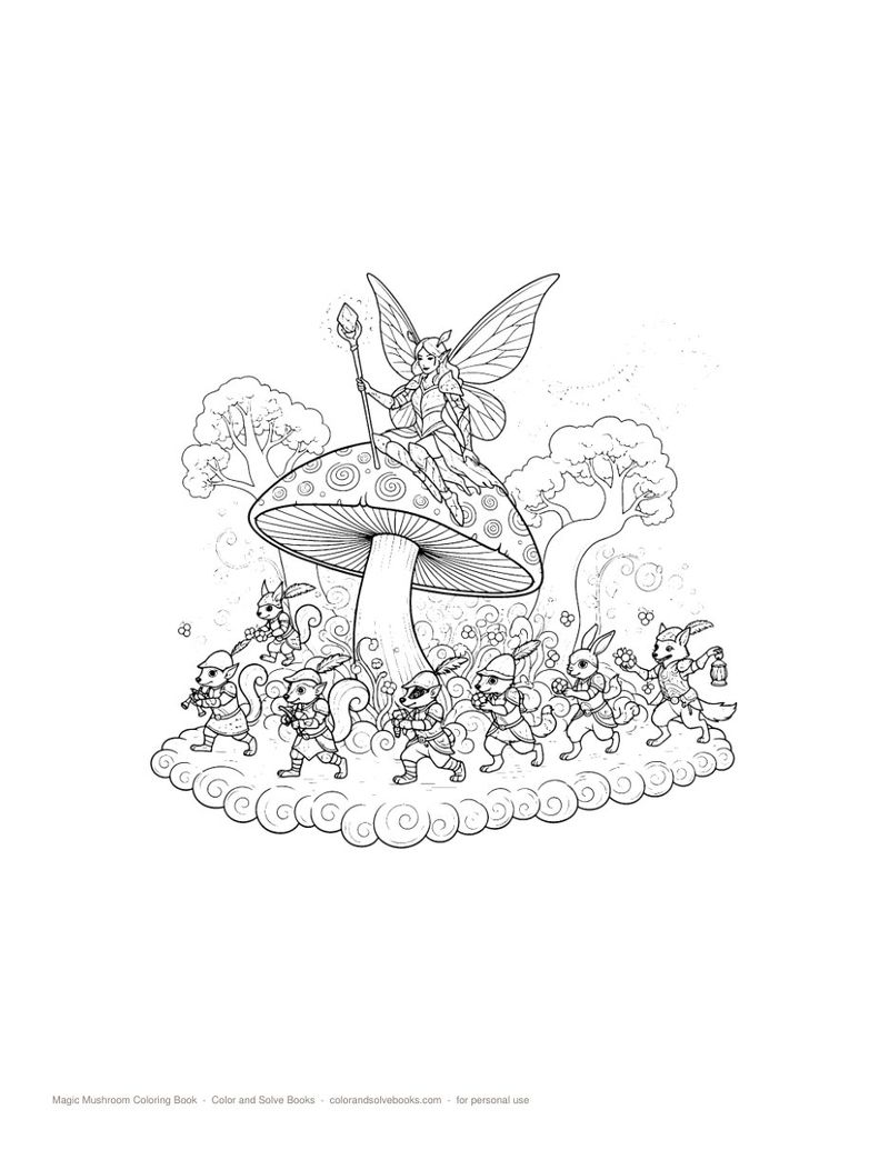 Page sample 1 from Magic Mushroom Coloring Book