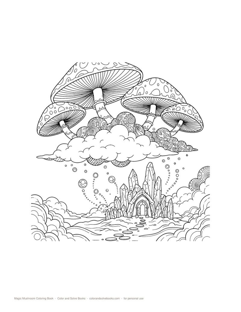 Page sample 2 from Magic Mushroom Coloring Book