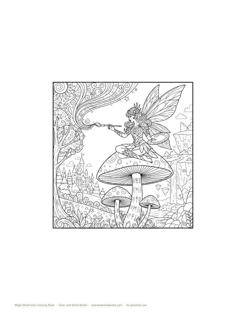 Page sample 3 from Magic Mushroom Coloring Book