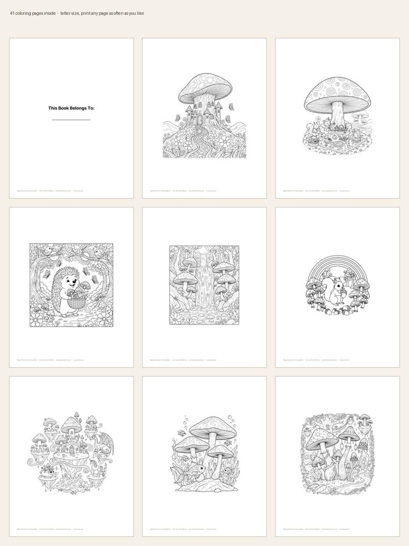 Page sample 4 from Magic Mushroom Coloring Book