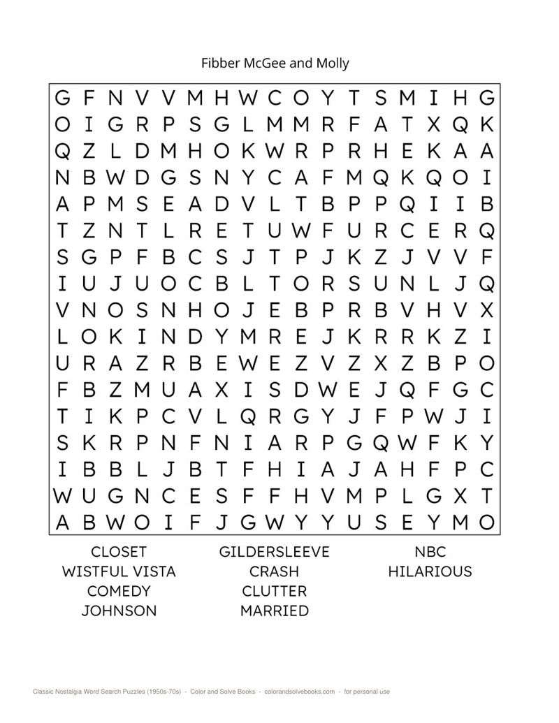 Page sample 1 from Classic Nostalgia Word Search Puzzles