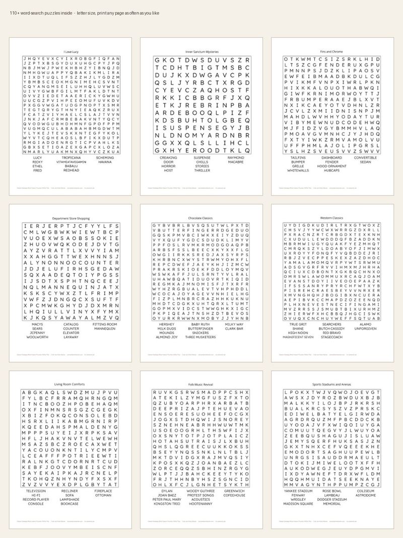 Page sample 4 from Classic Nostalgia Word Search Puzzles