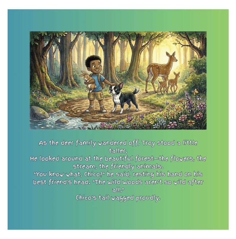 Page sample 2 from Troy and Chico’s Brave Backyard Adventure