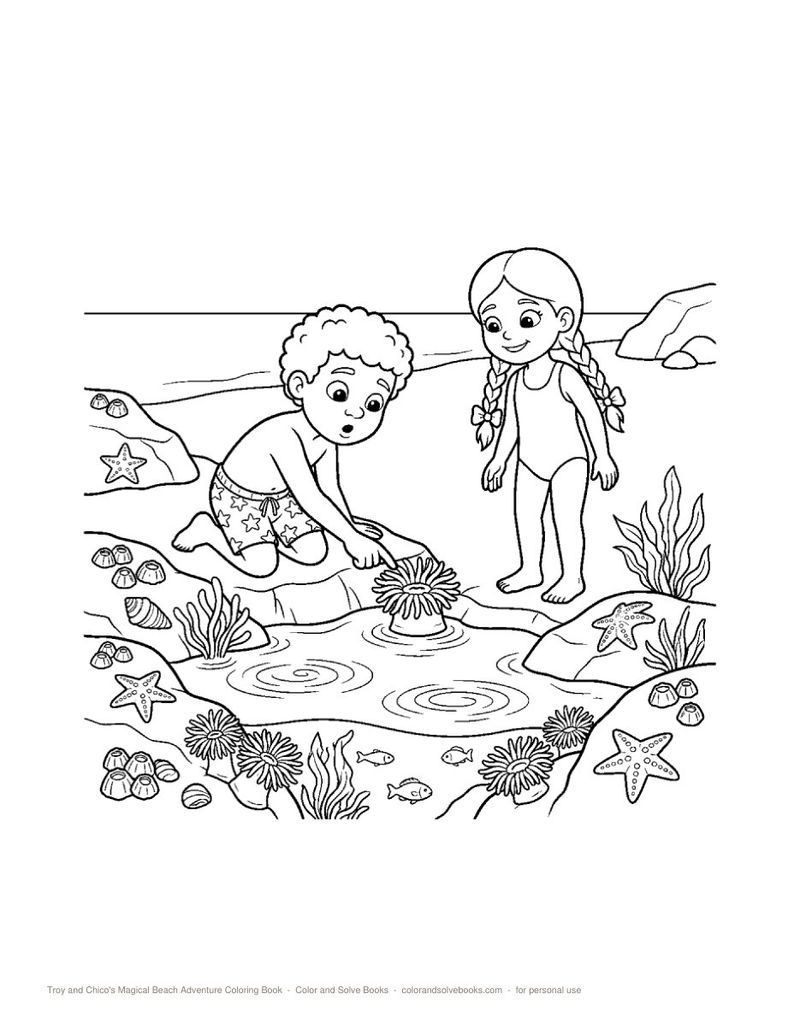 Page sample 2 from Magical Beach Adventure Coloring Book