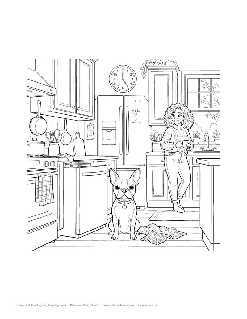Page sample 1 from Chico’s First Thanksgiving Coloring Book