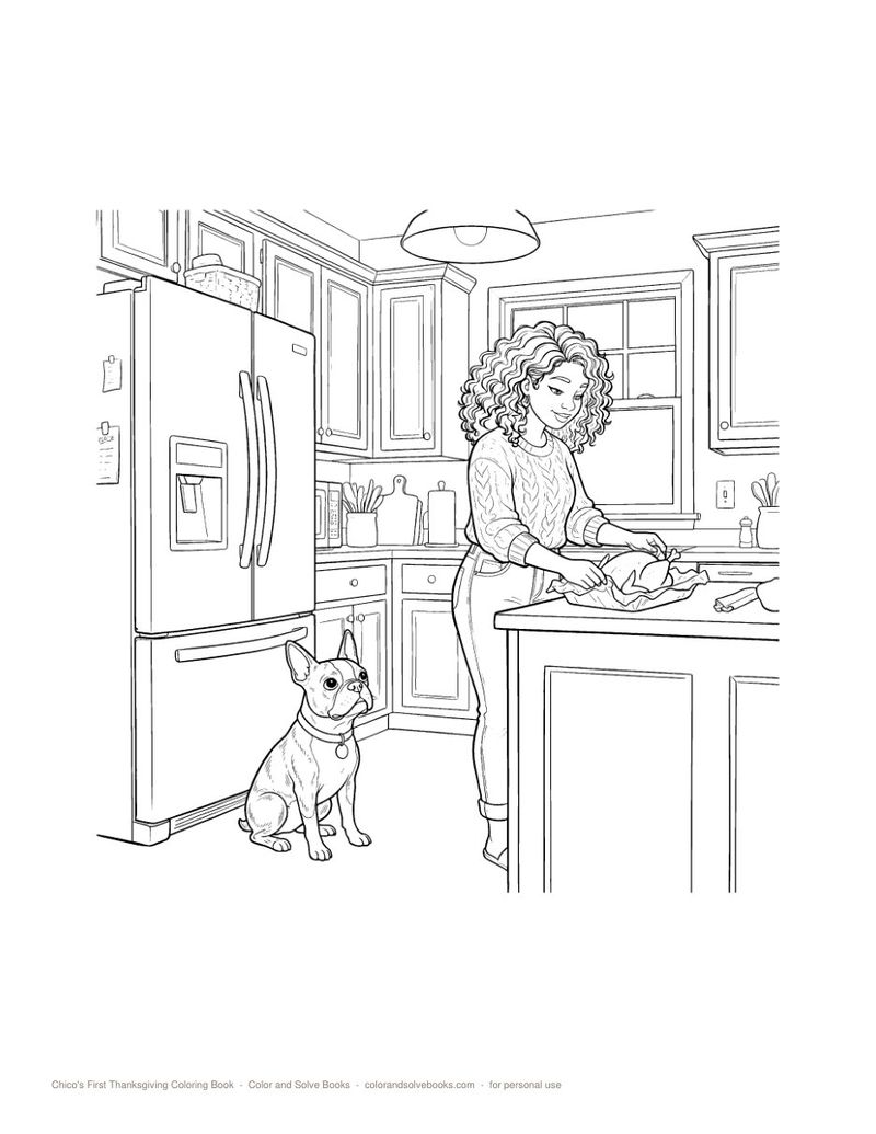Page sample 3 from Chico’s First Thanksgiving Coloring Book