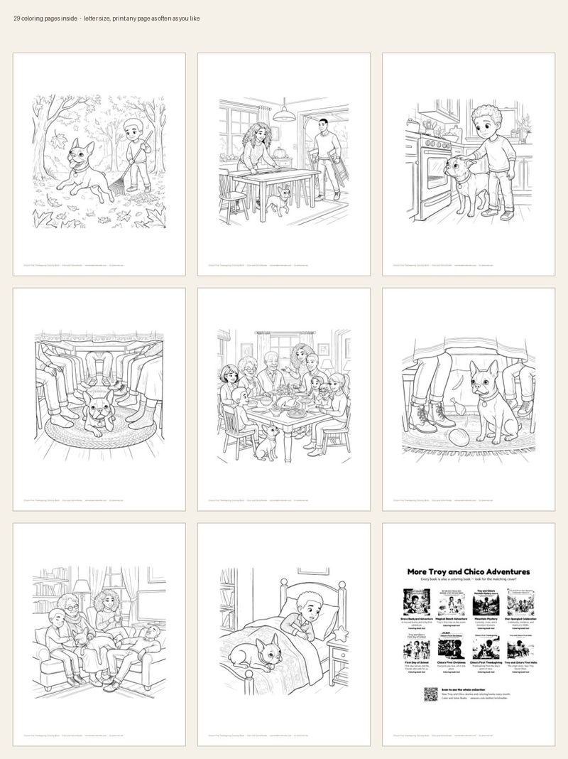 Page sample 4 from Chico’s First Thanksgiving Coloring Book