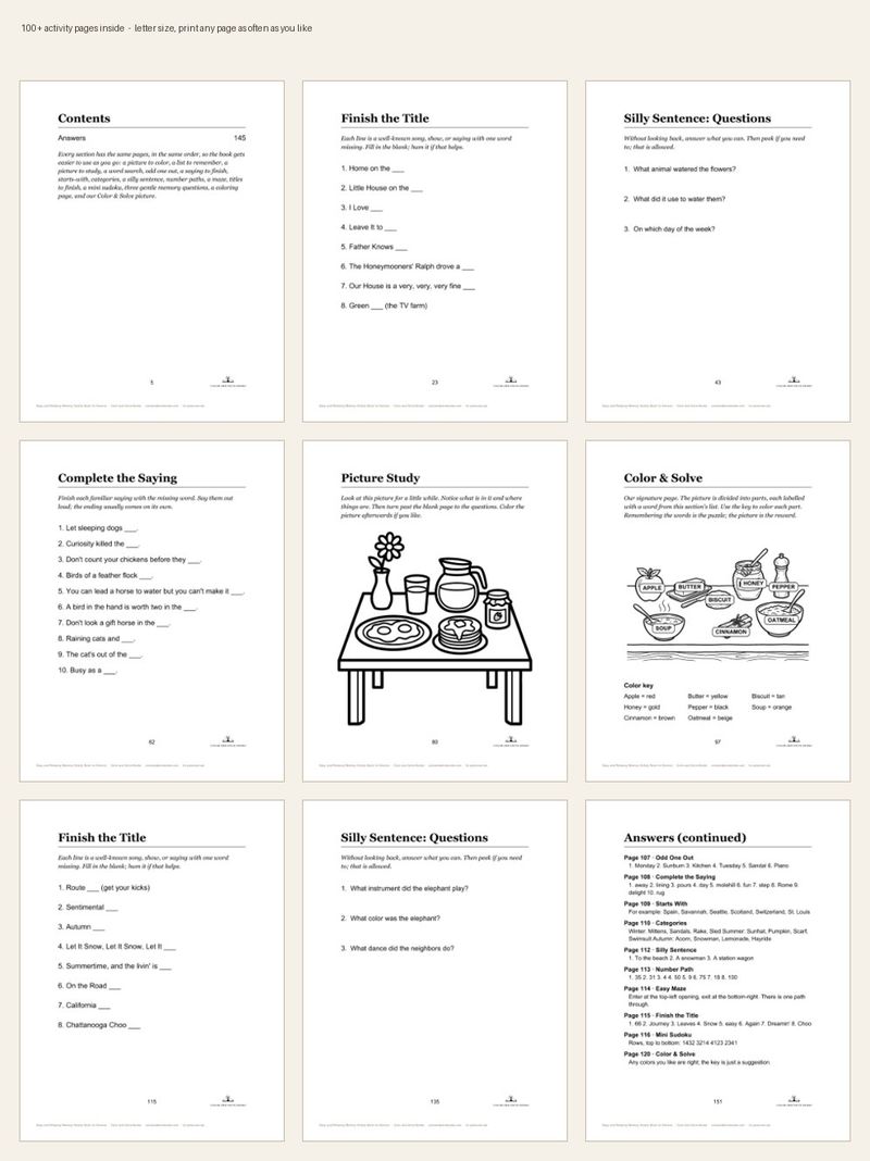 Page sample 4 from Easy and Relaxing Memory Activity Book for Seniors